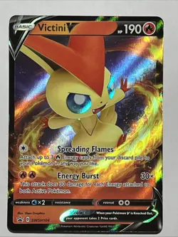 Victini V SWSH104 2021 SWSH Black Star Promo Pokemon Card Holo Ultra Rare - Image 1