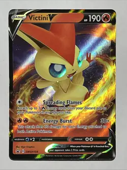 Victini V SWSH104 2021 SWSH Black Star Promo Pokemon Card Holo Ultra Rare - Image 2