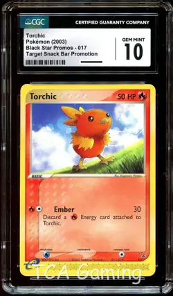 CGC 10 GEM MINT Torchic 017 TARGET Snack Bar Black Star PROMO Pokemon Card - Image 1
