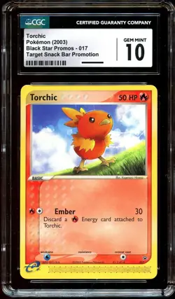 CGC 10 GEM MINT Torchic 017 TARGET Snack Bar Black Star PROMO Pokemon Card - Image 2