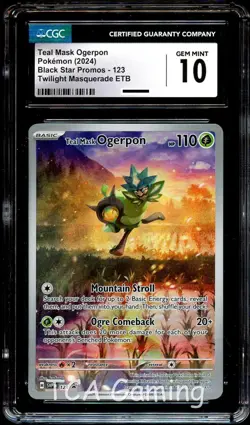 CGC 10 GEM MINT Teal Mask Ogerpon SVP123 Special Illustration 123 Pokemon Card - Image 1