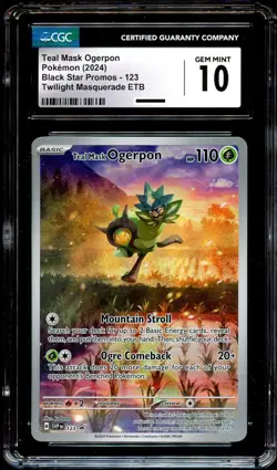 CGC 10 GEM MINT Teal Mask Ogerpon SVP123 Special Illustration 123 Pokemon Card - Image 2
