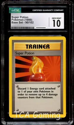 CGC 10 GEM MINT Super Potion 90/102 Base Set Pokemon Card - Image 1