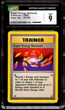 CGC 9 MINT Super Energy Removal 79/102 RARE Base Set Pokemon Card - Image 2