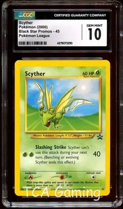 CGC 10 GEM MINT Scyther # 45 WOTC Black Star Promo Pokemon Card - Image 1