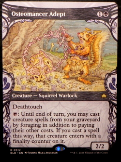 MTG Bloomburrow Showcase 0312 Osteomancer Adept Squirrel Warlock RARE - Image 1