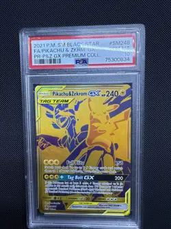PSA 10 Pikachu & Zekrom GX Tag Team SM248 Promo Sun & Moon Pokemon Gold Card - Image 1