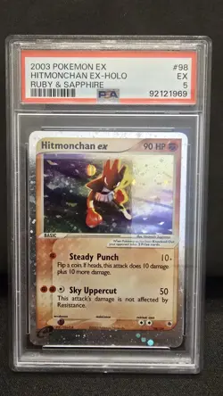 2003 POKEMON EX RUBY & SAPPHIRE 98 HITMONCHAN EX-HOLO PSA 5 - Image 1