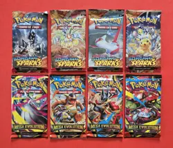 Pokemon 2024 S&V Surging Sparks & 2025 Mega Evolutions Booster Packs Artwork Lot - Image 1