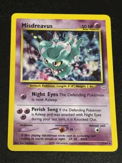 Pokemon TCG Misdreavus 11/64 DOUBLE HOLO Error Neo Revelation - NM/LP SWIRL - Image 1