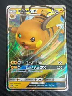 Pokemon TCG Raichu GX Ultra Rare SM213 Black Star Promo Hidden Fates MP - Image 1