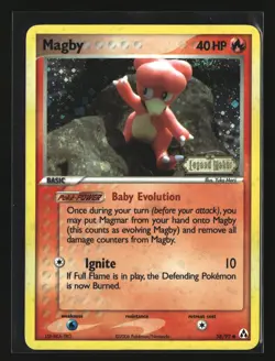 Pokemon MAGBY 58/92 Reverse Holo Stamped Promo (2006 Legend Maker) LP/Light Play - Image 1