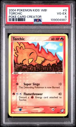 2004 POKEMON KIDS' WB! POKE CARD CREATOR #3 TORCHIC PSA 4 - Image 1