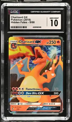 CGC Graded 10 Gem Mint Charizard GX 9/68 Hidden Fates Pokemon Card - Image 1