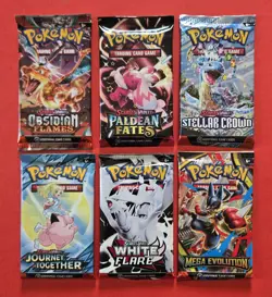 Pokemon 6 Booster Packs & 2024 TOT 30-Card Set With 10 Cosmos Holograms Lot #3 - Image 1