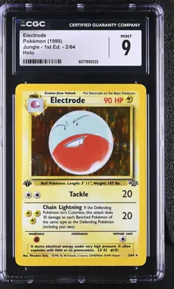 CGC 9 MINT Electrode 1999 Jungle 1st Edition 2/64 Holo Pokemon Card - Image 1