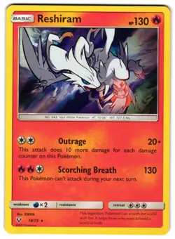 RESHIRAM 14/73 - NM - SHINING LEGENDS RARE HOLO ENGLISH POKEMON CARD - Image 1