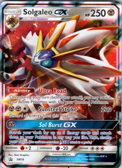 Pokemon TCG Solgaleo GX SM16 Sun and Moon Black Star Promo Card LP - Image 1