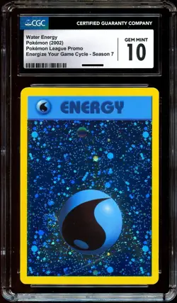 CGC 10 GEM MINT Water Energy REVERSE HOLO Promo LEAGUE Energize Pokemon Card - Image 2