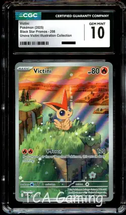 CGC 10 GEM MINT Victini 208 SVP ILLUSTRATION Rare PROMO SVP208 HOLO Pokemon Card - Image 1