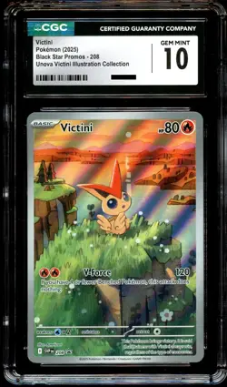 CGC 10 GEM MINT Victini 208 SVP ILLUSTRATION Rare PROMO SVP208 HOLO Pokemon Card - Image 2