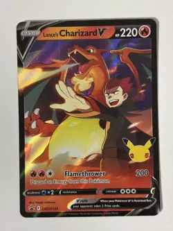 Pokemon Lance's Charizard V SWSH133 Celebrations Holo Black Star Promo NM - Image 1