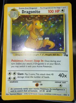 1999 Pokemon Dragonite Holo Fossil Set 4/62 Vintage WOTC - Image 5