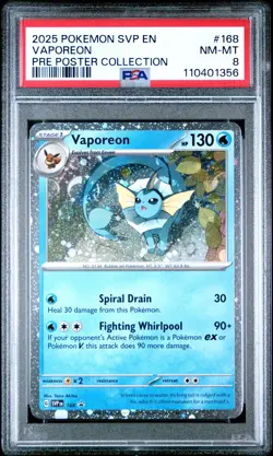 2025 POKEMON SVP EN-SV BLACK STAR PROMO #168 VAPOREON PSA 8 - Image 1