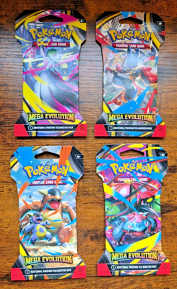 LOT of 4 Pokemon Mega Evolution Sleeved Booster Pack Full Art Collection S077 - Image 1