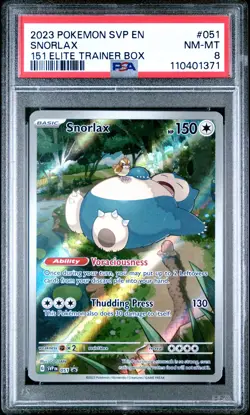 2023 POKEMON SVP EN-SV BLACK STAR PROMO 151 ELITE TRAINER BOX #051 SNORLAX PSA 8 - Image 1