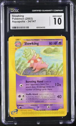 CGC 10 GEM MINT Slowking 2003 Aquapolis 34/147 Pokemon Card - Image 1