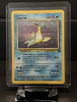 Pokemon TCG Lapras Fossil Holo Unlimited Rare Card 10/62 Vintage - Image 1