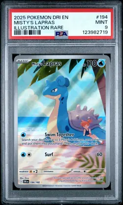 2025 Pokemon Destined Rivals Misty’s Lapras Illustration Rare 194/182 PSA 9 Mint - Image 3
