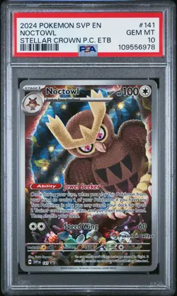 2024 POKEMON STELLAR CROWN POKEMON CENTER ETB PROMO SVP EN 141 NOCTOWL PSA 10 - Image 1