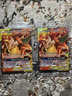 2 Charzard and Braixen GX 22/236 Tag Team Cosmic Eclipse Pokemon TCG NM - Image 1