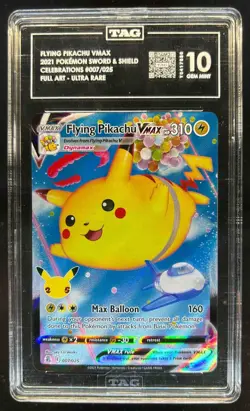 2021 Pokemon SWSH Celebrations Flying Pikachu VM #007/025 TAG 10 - Image 1