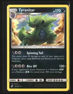 Pokemon TYRANITAR 85/181 Rare Holo (2019 SM Team Up) LP/Light Play - Image 1