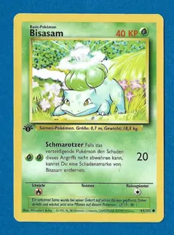 BISASAM(Bulbasaur) UNPLAYED 1999 GERMAN POKEMON 1ST ED BASE SET CMMN CARD 44/102 - Image 1