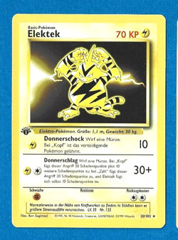 ELEKTEK(Electabuzz) UNPLAYED 1999 GERMAN POKEMON 1ST ED BASE RARE CARD 20/102 - Image 1