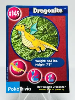 PokeTrivia Card #149 DRAGONITE, 1999 Burger King Promo, Pokemon Movie - Image 1