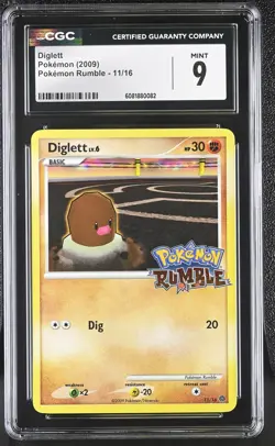 CGC 9 MINT Diglett 2009 Pok^mon Rumble 11/16 Pokemon Card - Image 1