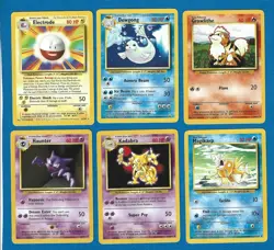 LOT OF 6 DIFF UNPLAYED 1999 POKEMON BASE SET CARDS: #'s 21, 25, 28,29, 32 &35 - Image 1