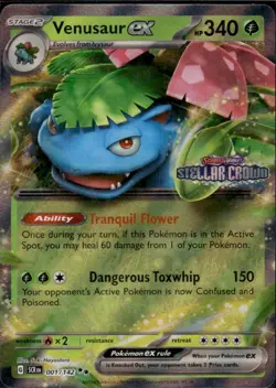 Venusaur EX Stellar Crown Stamp 001/142 Promo Card English Near Mint Pokemon - Image 1