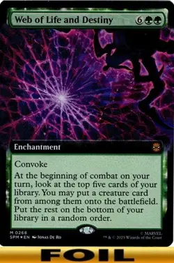 1x - Web of Life and Destiny - FOIL EXTENDED ART #268 - Marvel's Spider-Man MTG - Image 1