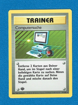 COMPUTERSUCHE UNPLAYED 1999 GERMAN POKEMON 1ST ED BASE SET RARE TRAINER 71/102 - Image 1