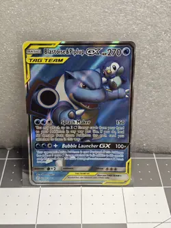 Pokemon | Blastoise & Piplup GX (Full Art) | 214/236 Sm-Cosmic Eclipse | Holo - Image 1