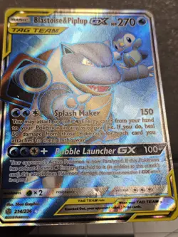 Pokemon | Blastoise & Piplup GX (Full Art) | 214/236 Sm-Cosmic Eclipse | Holo - Image 4