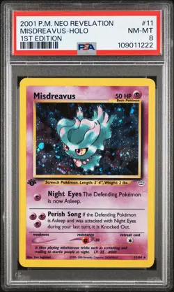 2001 POKEMON NEO REVELATION 1ST ED #11 MISDREAVUS-HOLO PSA 8 - Image 1