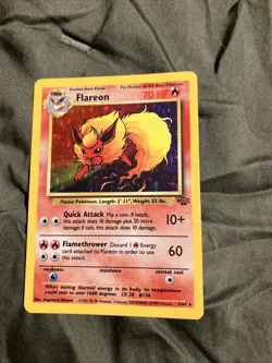Pokemon TCG Flareon Jungle Holo Rare Card 3/64 Moderately Played - Image 1