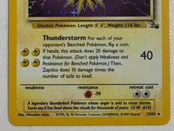 Zapdos 15/62 Fossil Base Set Unlimited Holo Foil Rare 1999 Vintage Pokemon NM/LP - Image 4